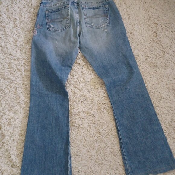 Vintage Abercrombie & Fitch Women’s Jeans 4 USA Embroidered Distress Bootcut Y2K - Picture 6 of 10